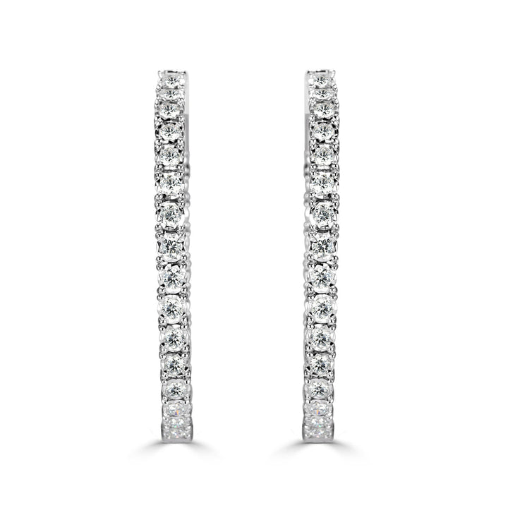 2.00ct Round Brilliant Cut Lab Diamond Hoop Earrings in 14k White Gold