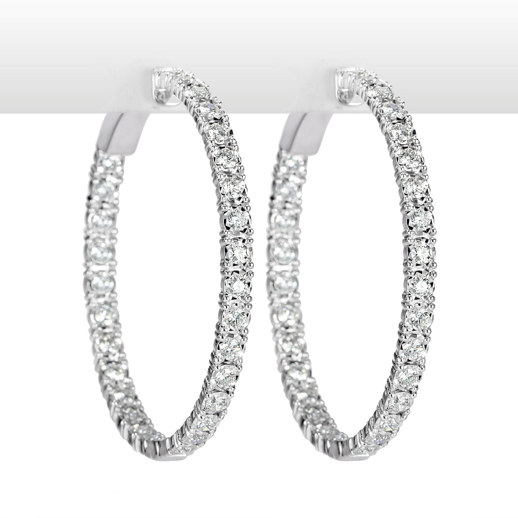 2.00ct Round Brilliant Cut Lab Diamond Hoop Earrings in 14k White Gold