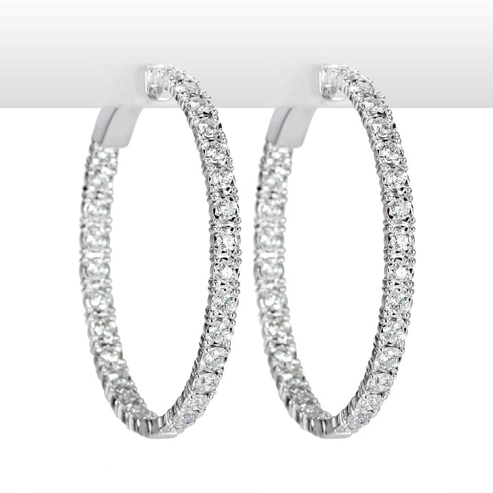 2.00ct Round Brilliant Cut Lab Diamond Hoop Earrings in 14k White Gold