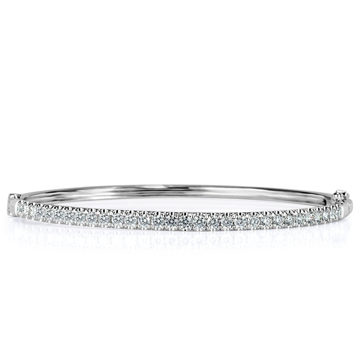 1.45ct Round Brilliant Cut Lab Diamond Bangle Bracelet in 14k White Gold