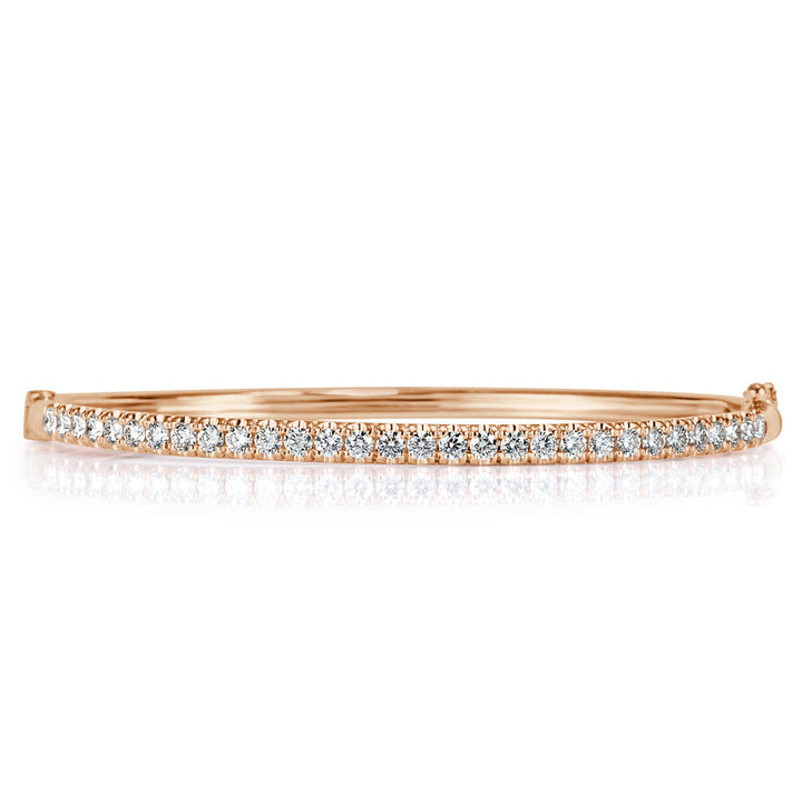 1.45ct Round Brilliant Cut Lab Diamond Bangle Bracelet in 14k Rose Gold