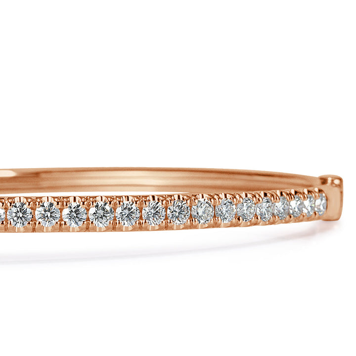 1.45ct Round Brilliant Cut Lab Diamond Bangle Bracelet in 14k Rose Gold