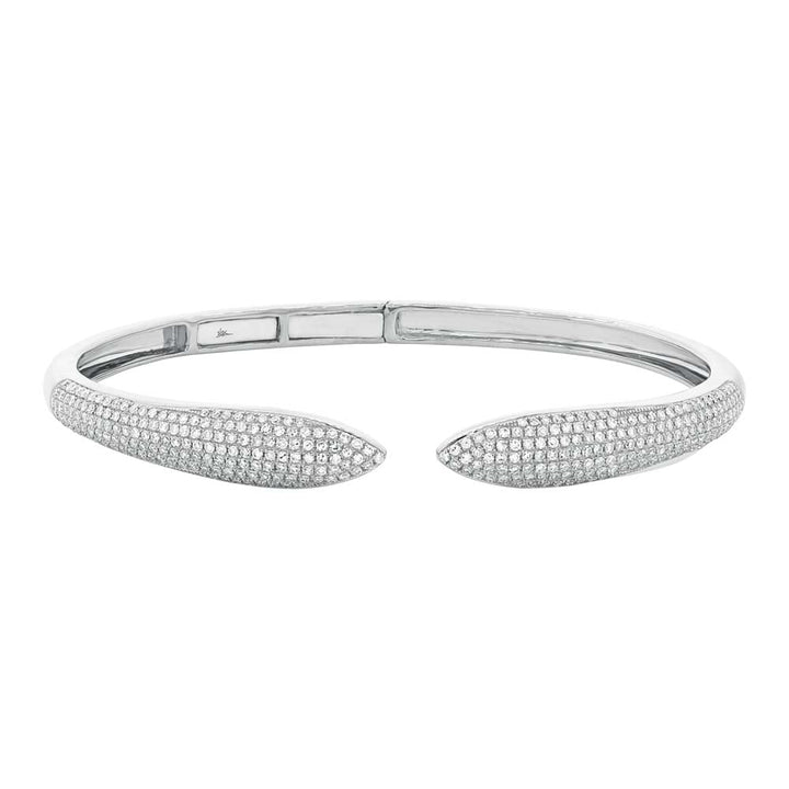 1.08ct Round Cut Lab Diamond Claw Cuff Bracelet in 14k White Gold