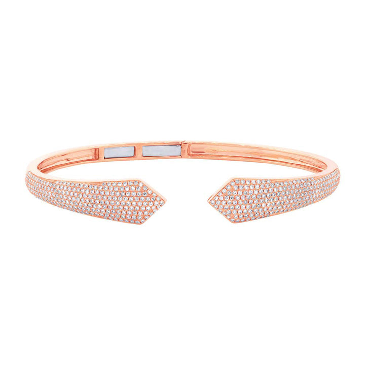 1.34ct Round Brilliant Cut Lab Diamond Claw Cuff Bracelet in 14k Rose Gold