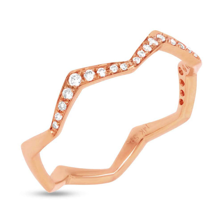 0.13ct Round Cut Lab Diamond Zig Zag Ring in 14k Rose Gold