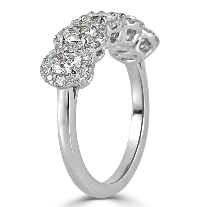 1.50ct Oval Cut Lab Diamond Five-Stone Halo Ring