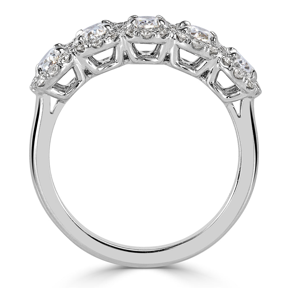 1.50ct Oval Cut Lab Diamond Five-Stone Halo Ring