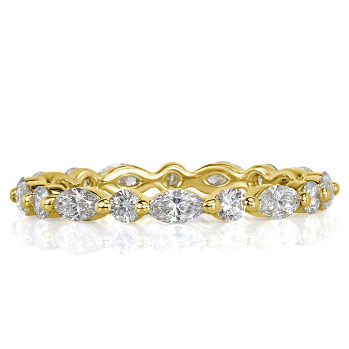 1.00ct Marquise and Round Brilliant Cut Lab Diamond Eternity Band in 18k Yellow Gold