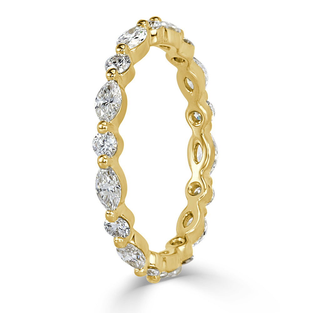 1.00ct Marquise and Round Brilliant Cut Lab Diamond Eternity Band in 18k Yellow Gold