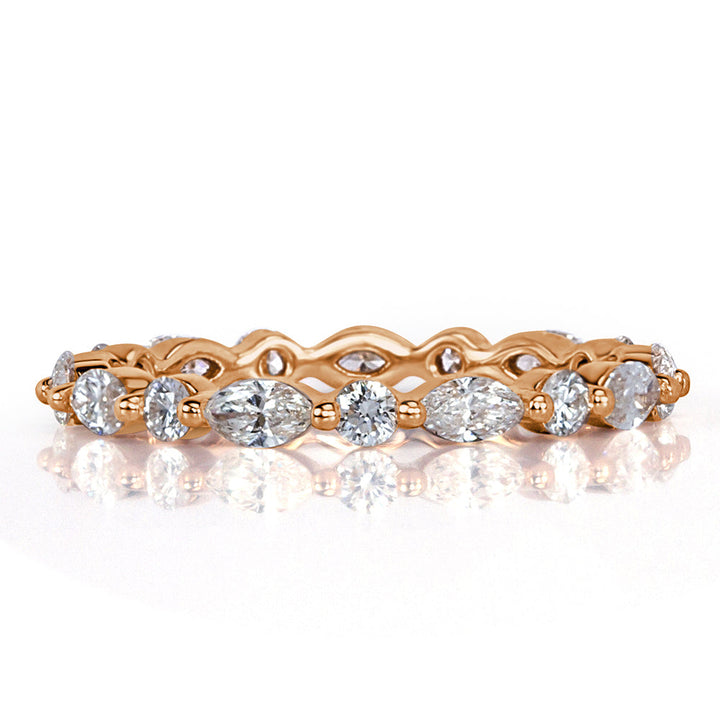 1.00ct Marquise and Round Brilliant Cut Lab Diamond Eternity Band in 18k Rose Gold