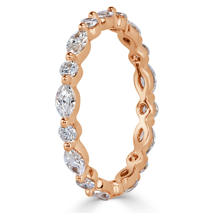 1.00ct Marquise and Round Brilliant Cut Lab Diamond Eternity Band in 18k Rose Gold