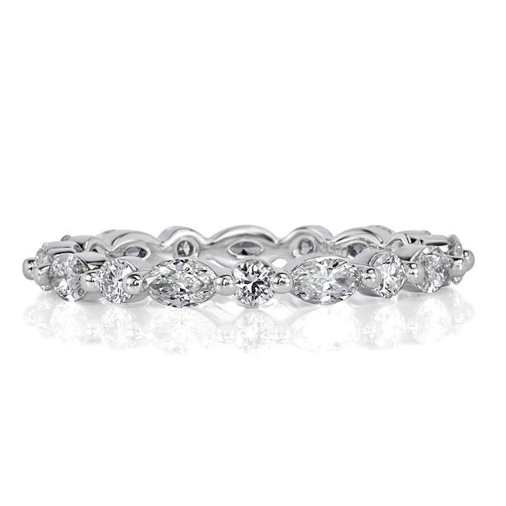 1.00ct Marquise and Round Brilliant Cut Lab Diamond Eternity Band in Platinum