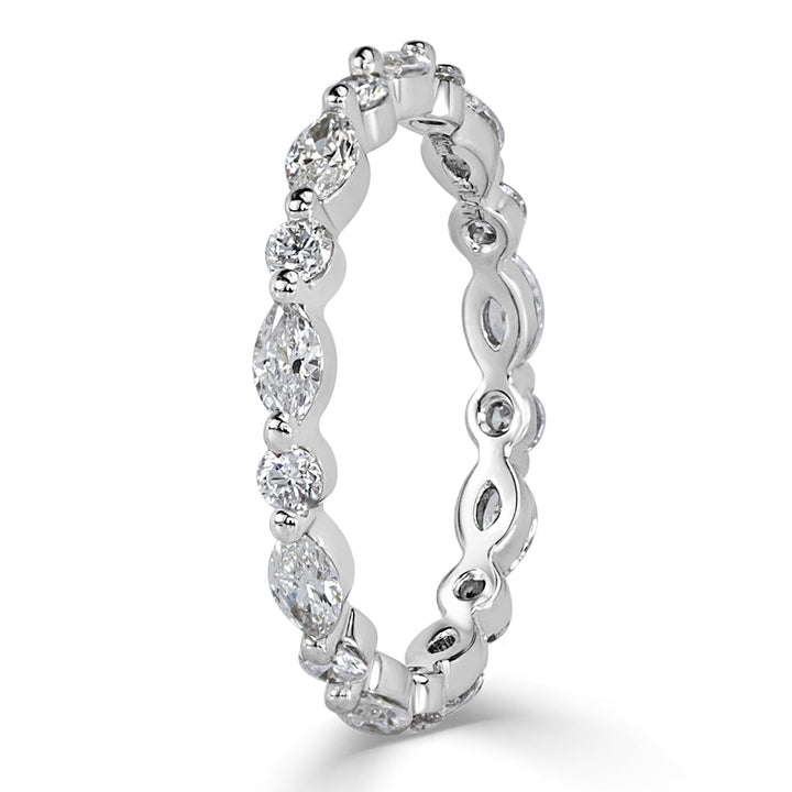 1.00ct Marquise and Round Brilliant Cut Lab Diamond Eternity Band in Platinum