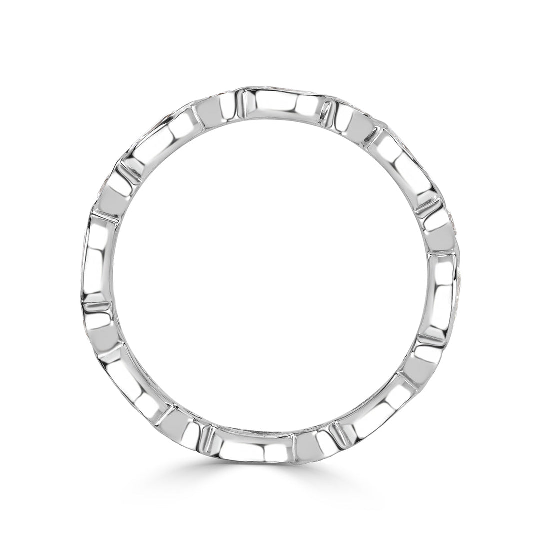 1.00ct Marquise and Round Brilliant Cut Lab Diamond Bezel Set Eternity Band in 18k White Gold