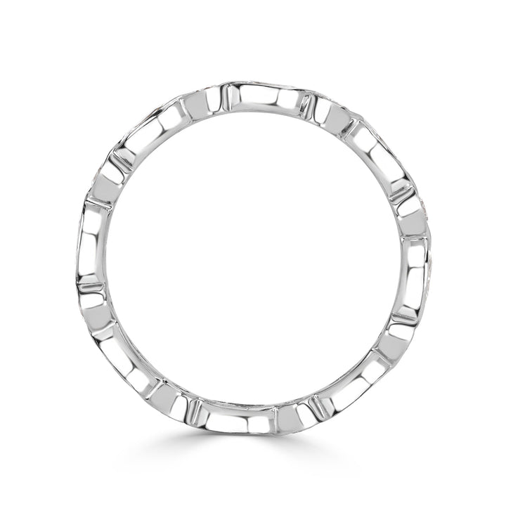 1.00ct Marquise and Round Brilliant Cut Lab Diamond Bezel Set Eternity Band in 18k White Gold