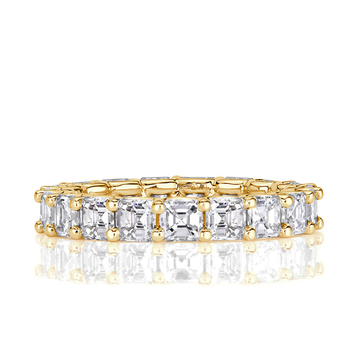 3.65ct Asscher Cut Lab Diamond Eternity Band in 18k Yellow Gold