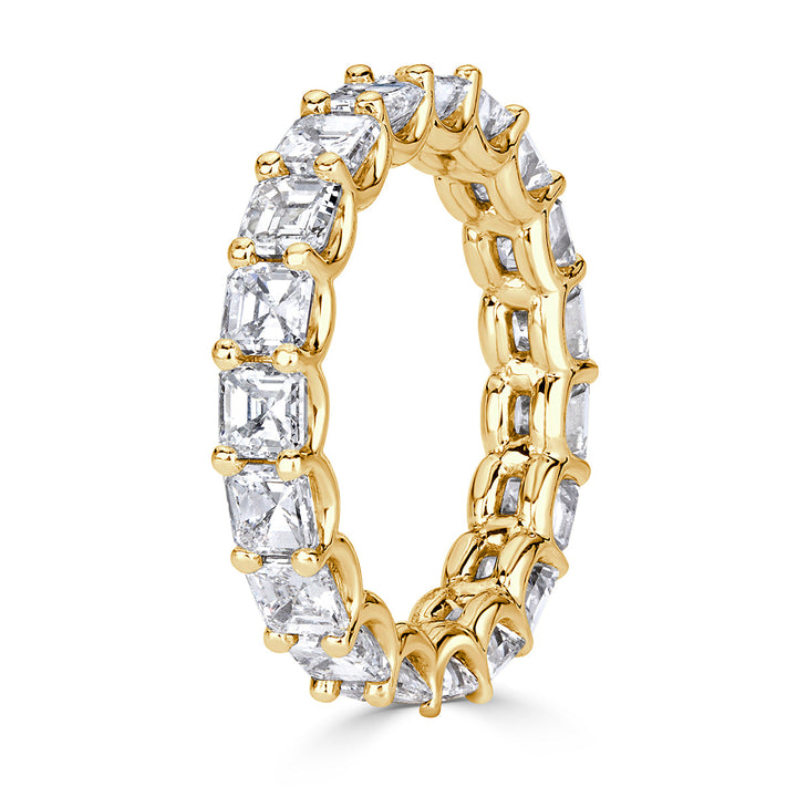 3.65ct Asscher Cut Lab Diamond Eternity Band in 18k Yellow Gold