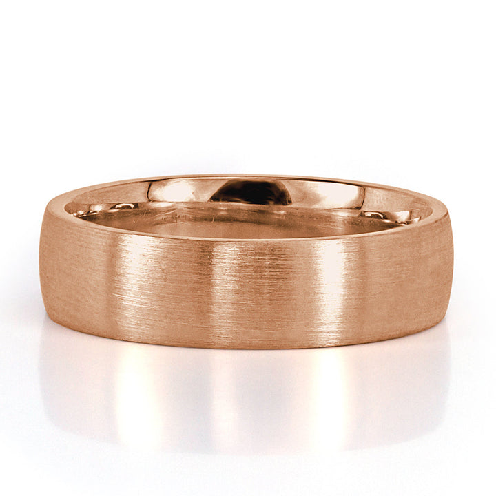 Men's Satin Finish Wedding Band in 14k Rose Gold 6mm