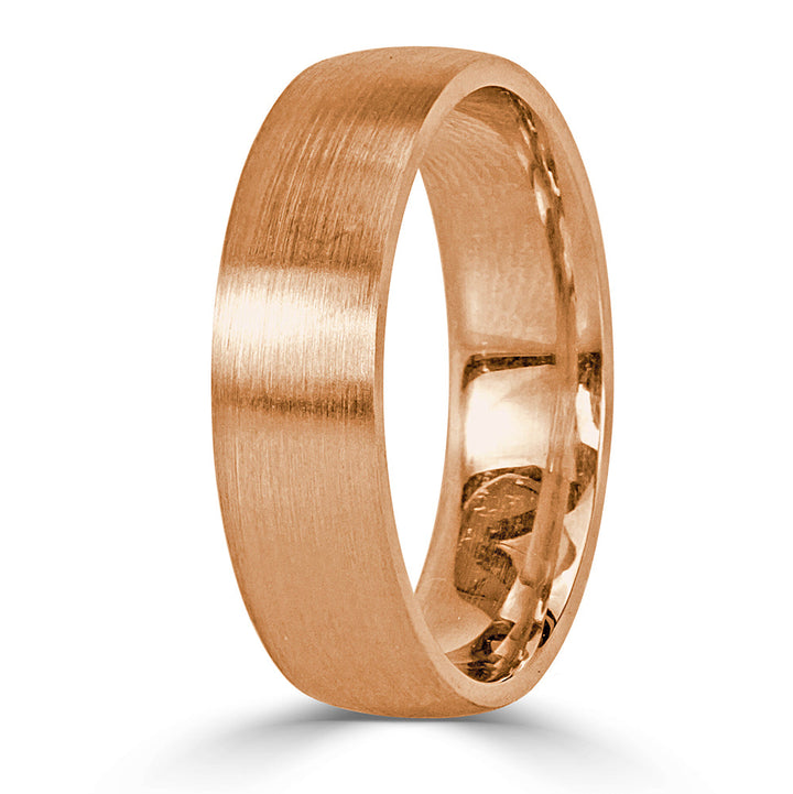 Men's Satin Finish Wedding Band in 14k Rose Gold 6mm