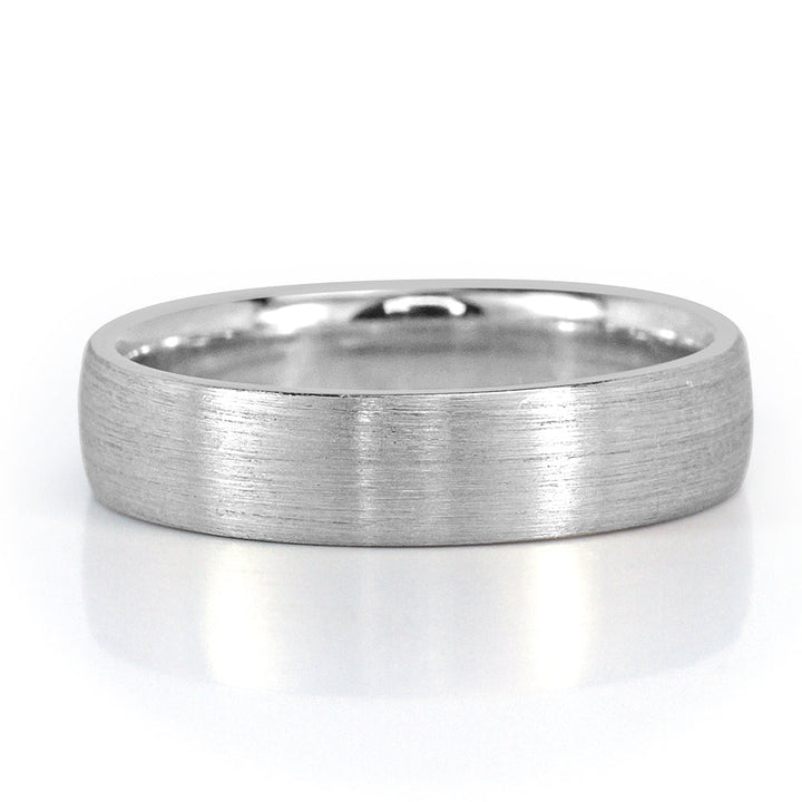 Men's Satin Finish Wedding Band in 18k White Gold 5mm