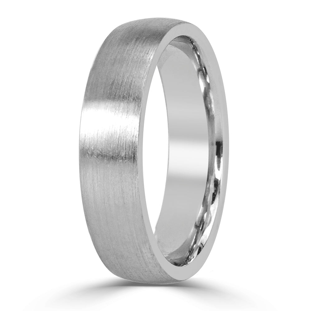 Men's Satin Finish Wedding Band in 18k White Gold 5mm