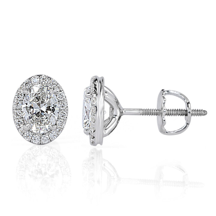 1.20ct Oval Cut Lab Diamond Stud Earrings in 18k White Gold