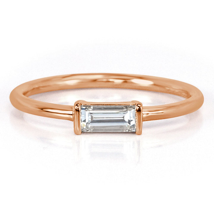 0.25ct Baguette Cut Lab Lab Diamond Ring in 14k Rose Gold