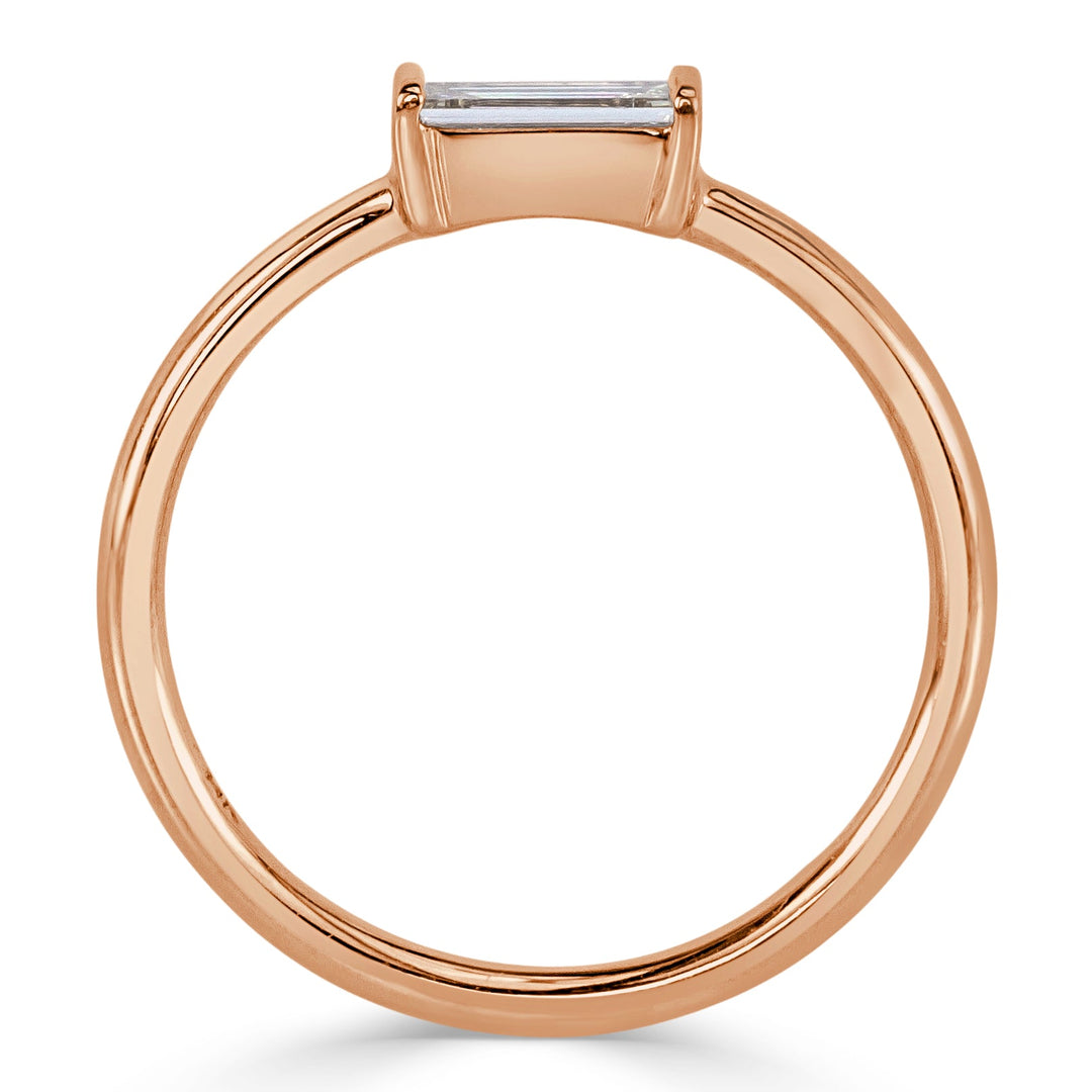 0.25ct Baguette Cut Lab Lab Diamond Ring in 14k Rose Gold