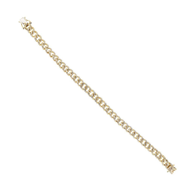 0.98ct Round Brilliant Cut Lab Diamond Cuban Link Bracelet in 14K Yellow Gold