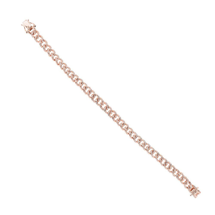 0.98ct Round Brilliant Cut Lab Diamond Cuban Link Bracelet in 14k Rose Gold