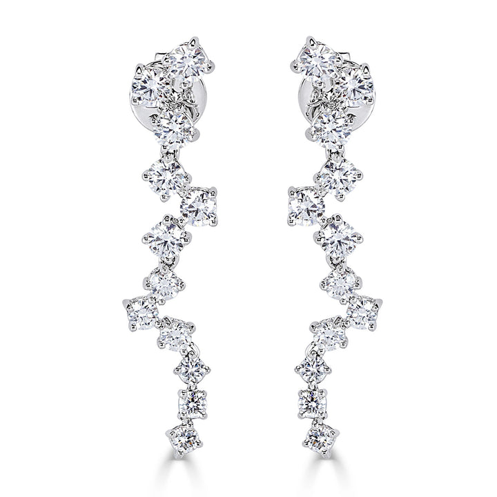 2.11ct Round Brilliant Cut Lab Diamond Dangle Earrings