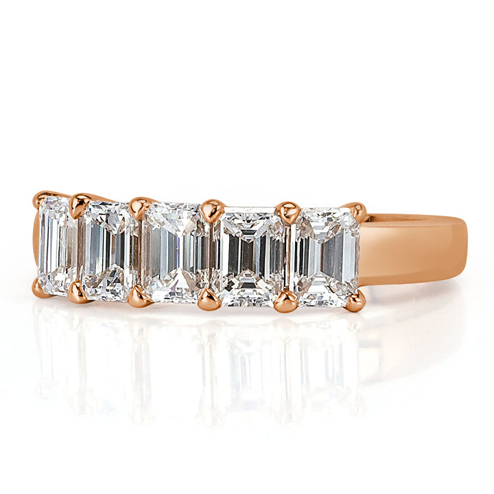 1.55ct Emerald Cut Lab Diamond Five-Stone Ring in 18k Rose Gold