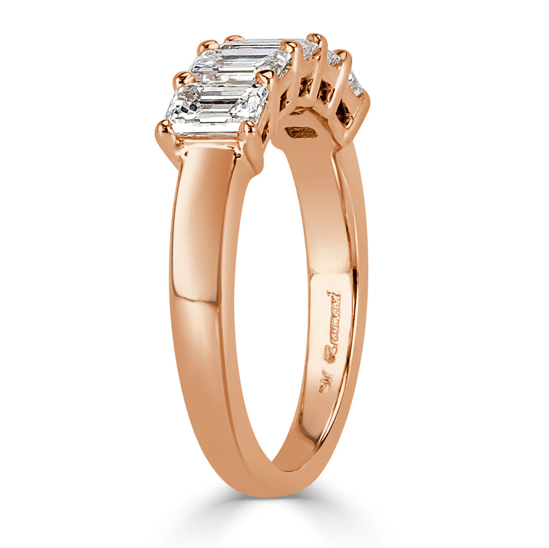 1.55ct Emerald Cut Lab Diamond Five-Stone Ring in 18k Rose Gold