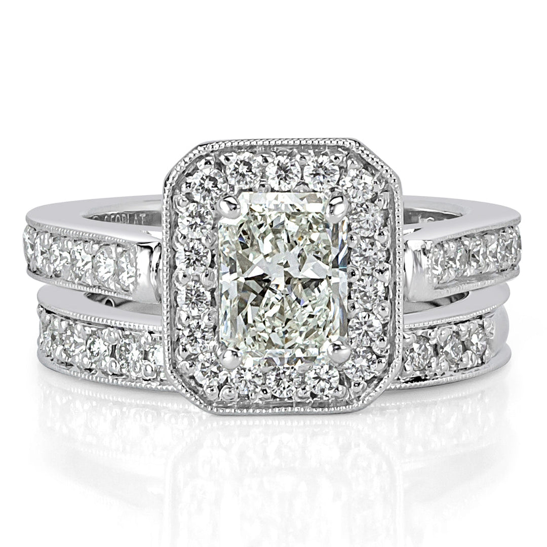 1.63ct Radiant Cut Lab Diamond Wedding Set