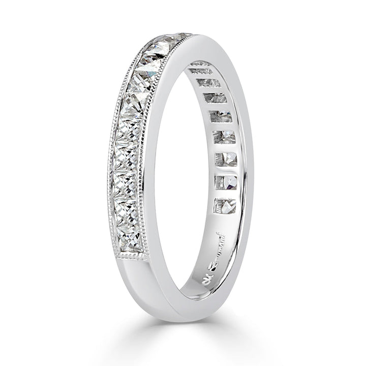 1.05ct French Cut Lab Diamond Wedding Band in 18k White Gold