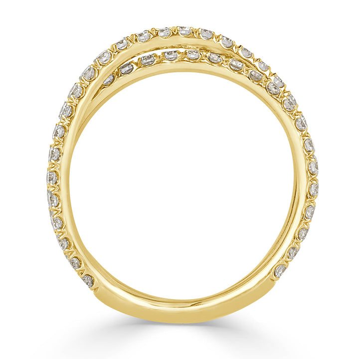 0.85ct Round Brilliant Cut Lab Lab Diamond Crisscross Ring in 18k Yellow Gold