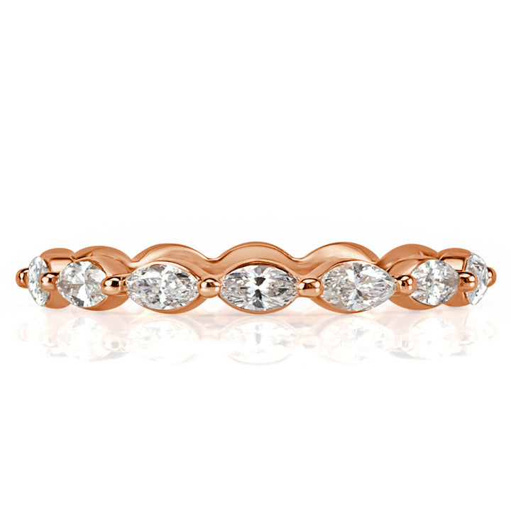 0.65ct Marquise Cut Lab Diamond Wedding Band in 18k Rose Gold