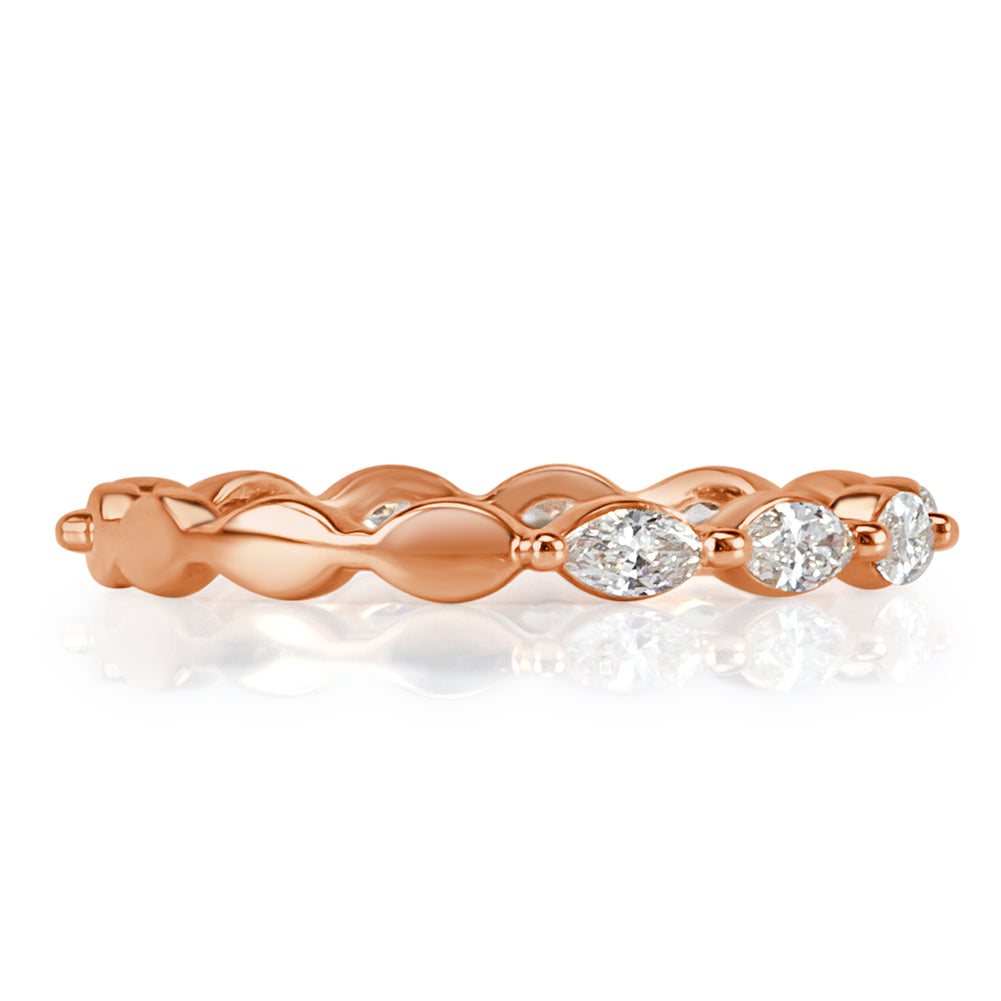 0.65ct Marquise Cut Lab Diamond Wedding Band in 18k Rose Gold