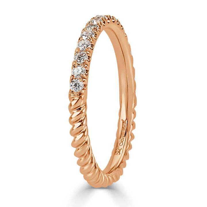 0.30ct Round Brilliant Cut Lab Diamond Twisted Rope Wedding Band in 18k Rose Gold