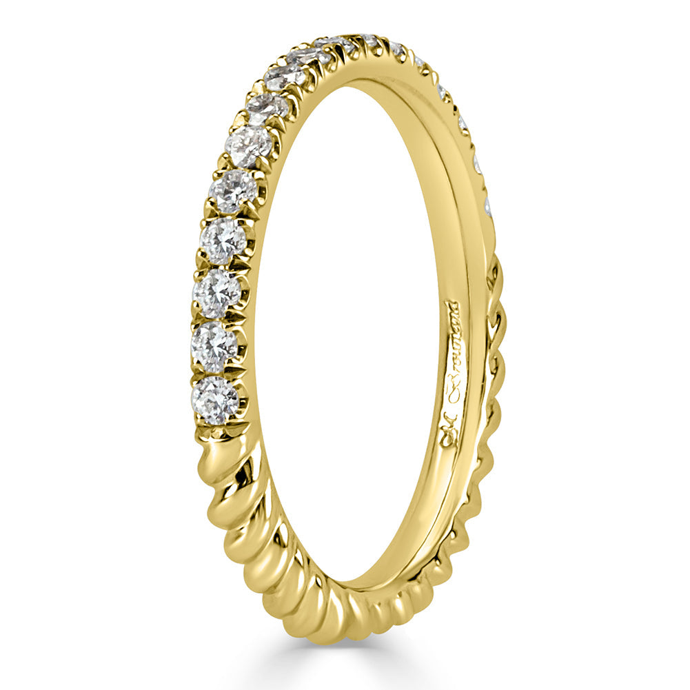 0.30ct Round Brilliant Cut Lab Diamond Twisted Rope Wedding Band in 18k Yellow Gold