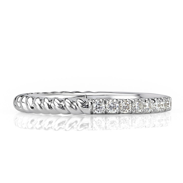 0.30ct Round Brilliant Cut Lab Diamond Twisted Rope Wedding Band in 18k White Gold