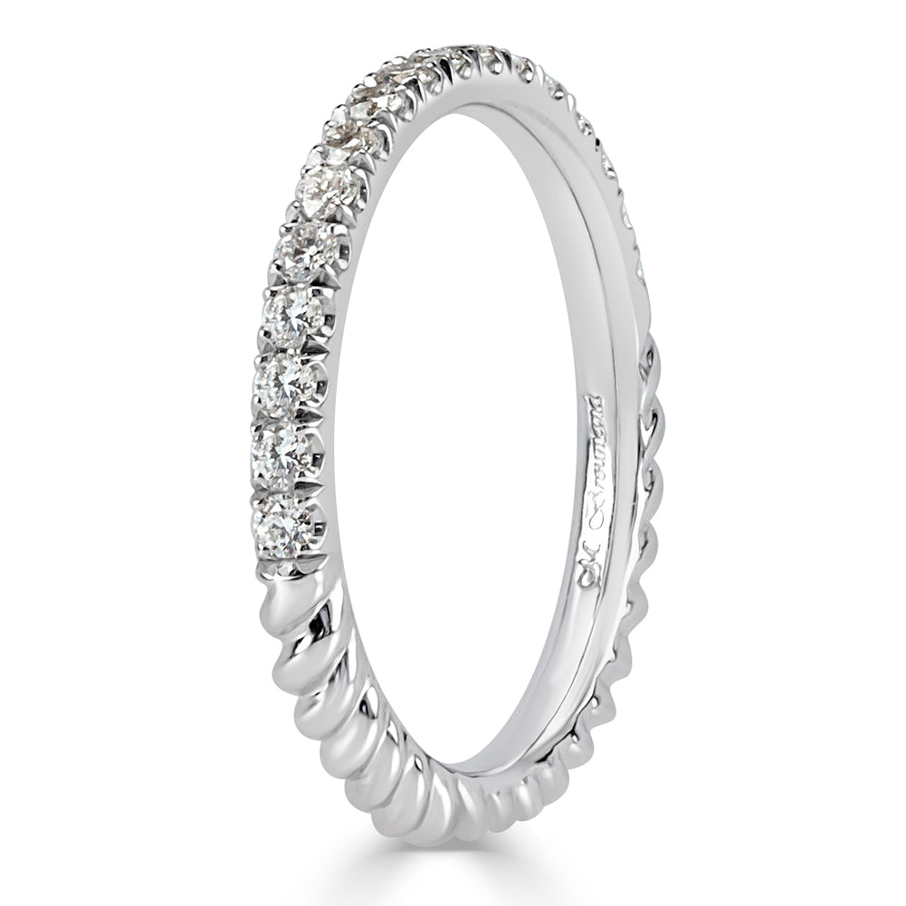 0.30ct Round Brilliant Cut Lab Diamond Twisted Rope Wedding Band in 18k White Gold