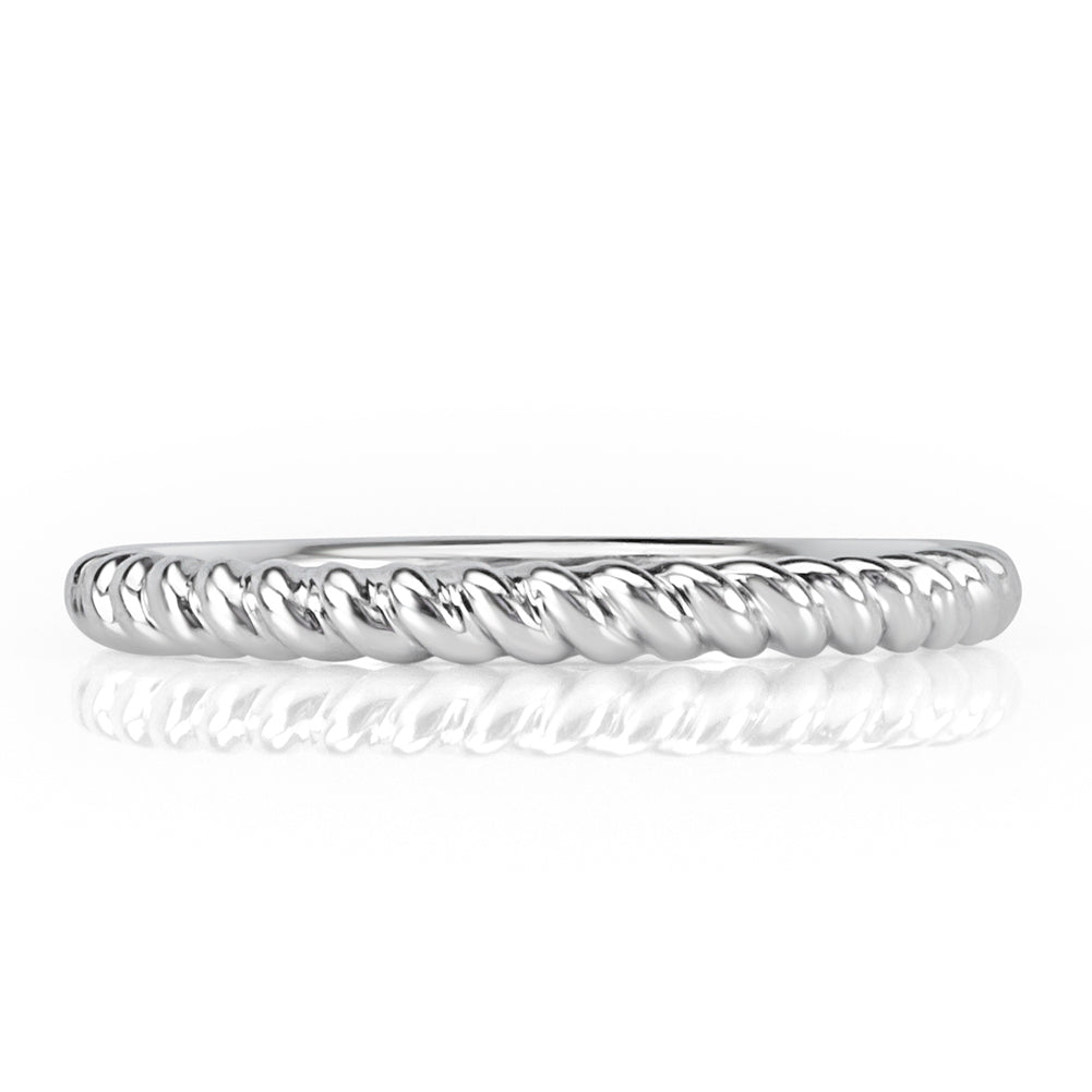 0.30ct Round Brilliant Cut Lab Diamond Twisted Rope Wedding Band in 18k White Gold