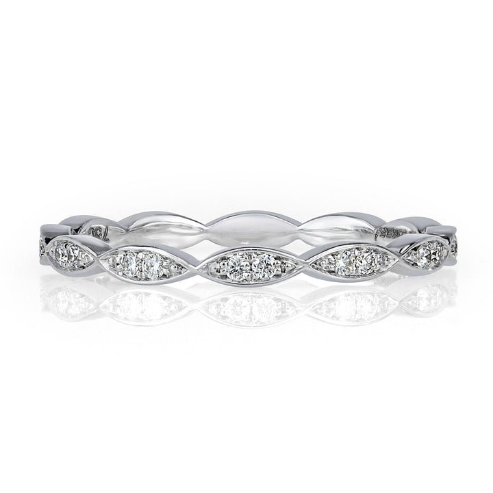 0.16ct Round Brilliant Cut Lab Diamond Marquise Bezel Eternity Band in 18k White Gold