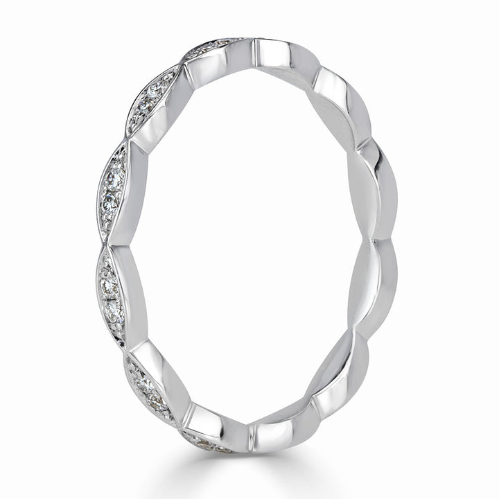 0.16ct Round Brilliant Cut Lab Diamond Marquise Bezel Eternity Band in 18k White Gold