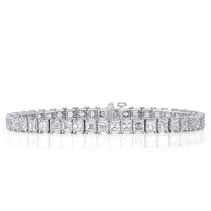 12.90ct Asscher Cut Lab Diamond Tennis Bracelet in Platinum