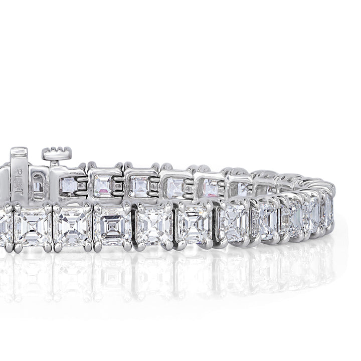 12.90ct Asscher Cut Lab Diamond Tennis Bracelet in Platinum