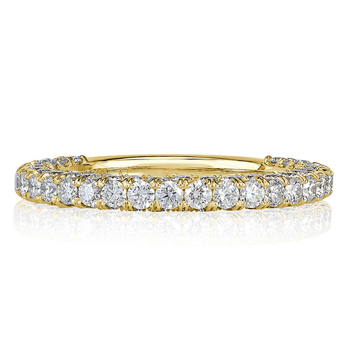 1.45ct Round Brilliant Cut 3-Row Lab Diamond Wedding Band in 18k Yellow Gold