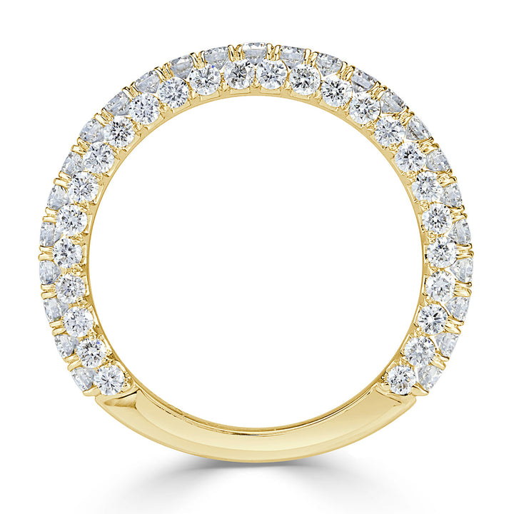 1.45ct Round Brilliant Cut 3-Row Lab Diamond Wedding Band in 18k Yellow Gold