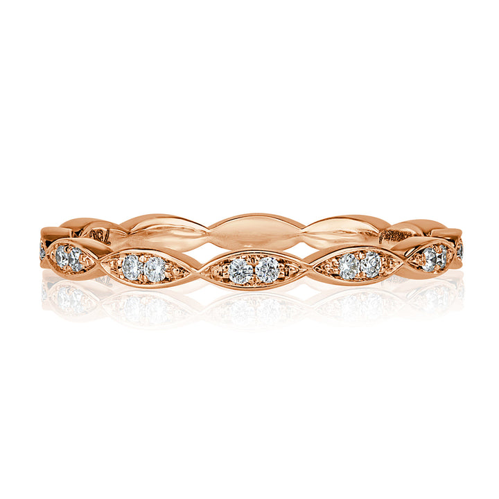 0.16ct Round Brilliant Cut Lab Diamond Marquise Bezel Eternity Band in 18k Rose Gold